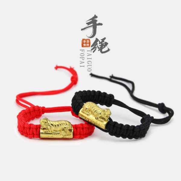 【各國代購】細款-泰國龍婆本寺廟招財咬錢虎手繩